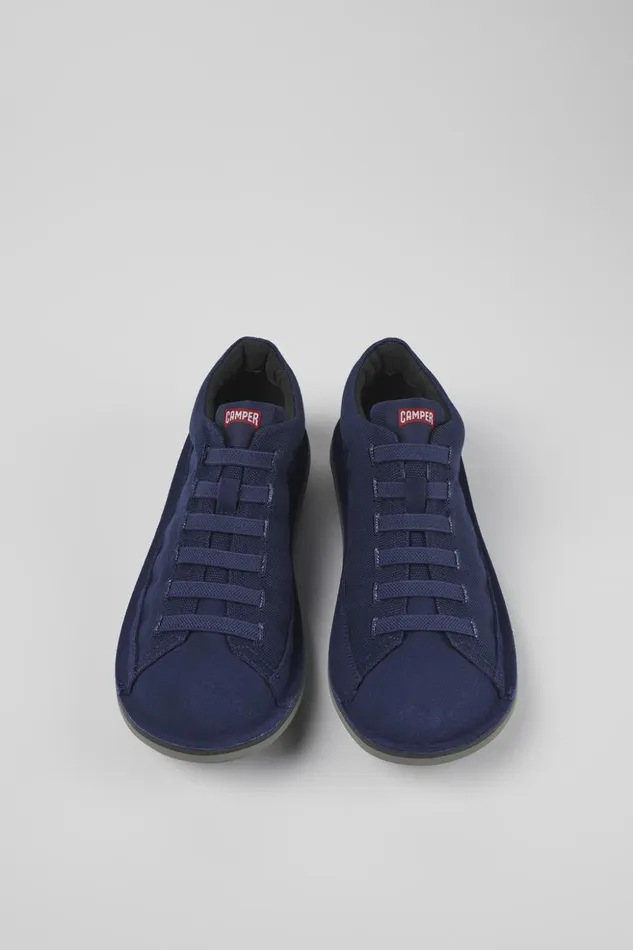 Men Beetle Blue TextileNubuck Basket Bootie Camper Ankle Boots Men Beetle Blue TextileNubuck Basket Bootie Camper Ankle Boots
