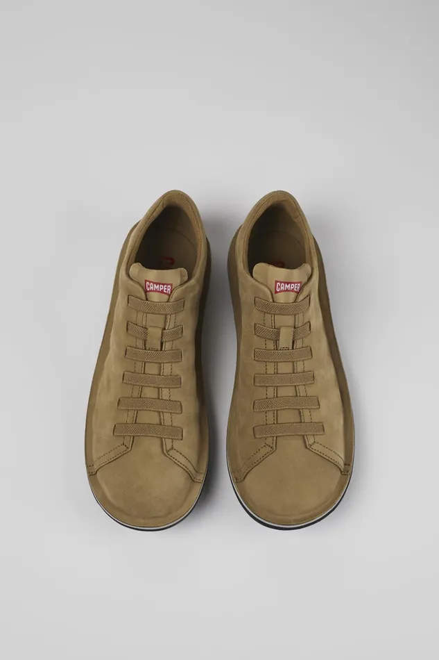 Men Beetle Brown Nubuck Low Sneaker Camper Casual Shoes Men Beetle Brown Nubuck Low Sneaker Camper Casual Shoes
