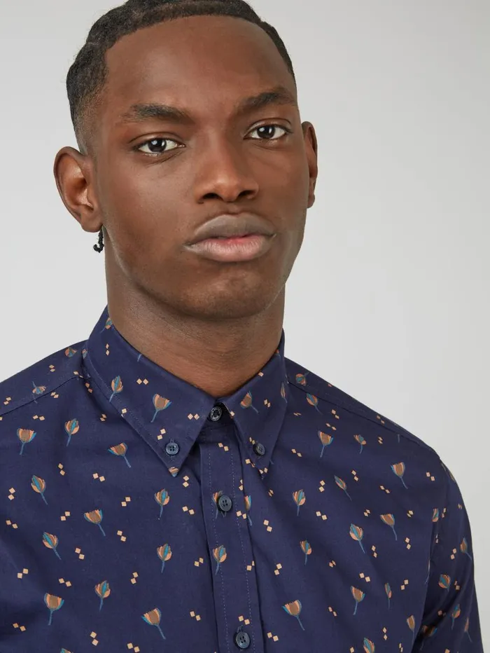 Men Ben Sherman Archive Print Shirts Scattered Floral Print LongSleeve Shirt 8211 Marine Men Ben Sherman Archive Print Shirts Scattered Floral Print LongSleeve Shirt 8211 Marine