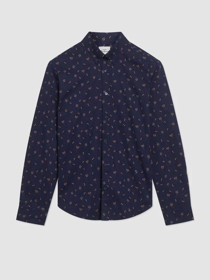 Men Ben Sherman Archive Print Shirts Scattered Floral Print LongSleeve Shirt 8211 Marine Men Ben Sherman Archive Print Shirts Scattered Floral Print LongSleeve Shirt 8211 Marine
