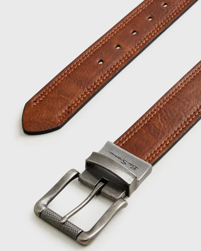 Men Ben Sherman Belts Reversible Vegan Leather Belt 8211 BrownBlack