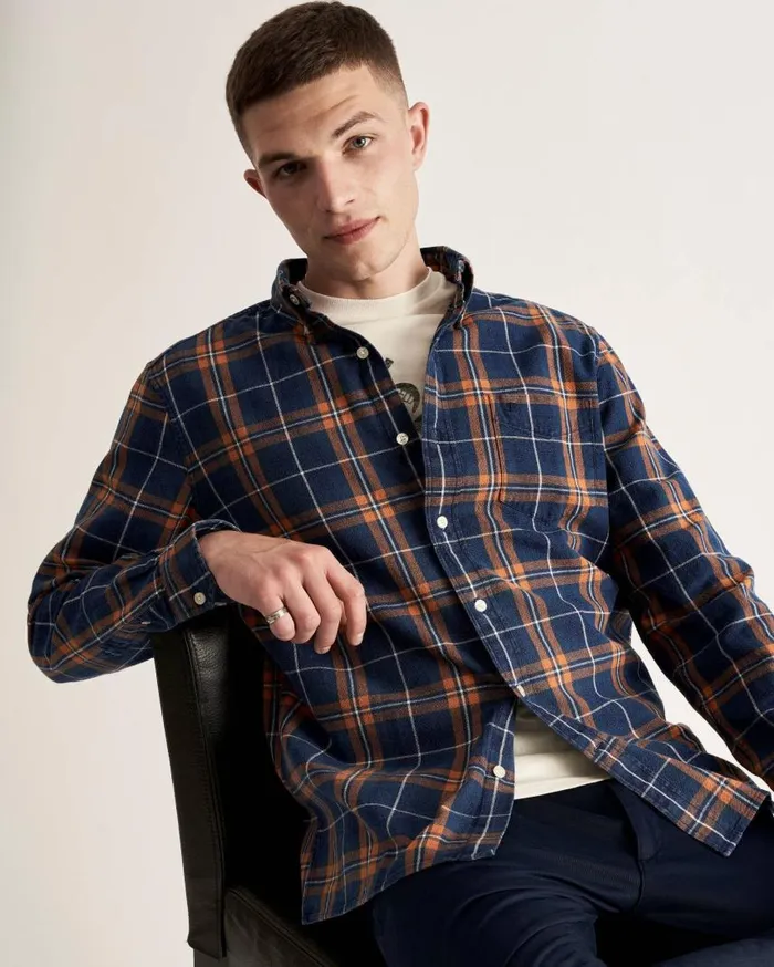 Men Ben Sherman Heritage Check Shirts Dalston Blues Grindle Check Overshirt