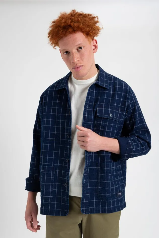 Men Ben Sherman Jackets and Outerwear Dalston Blues Summer Chore Jacket