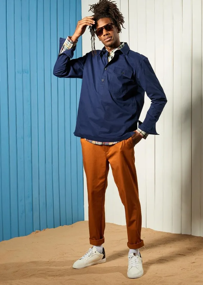 Men Ben Sherman Jackets and Outerwear Pullover QuarterButton Jacket 8211 Marine