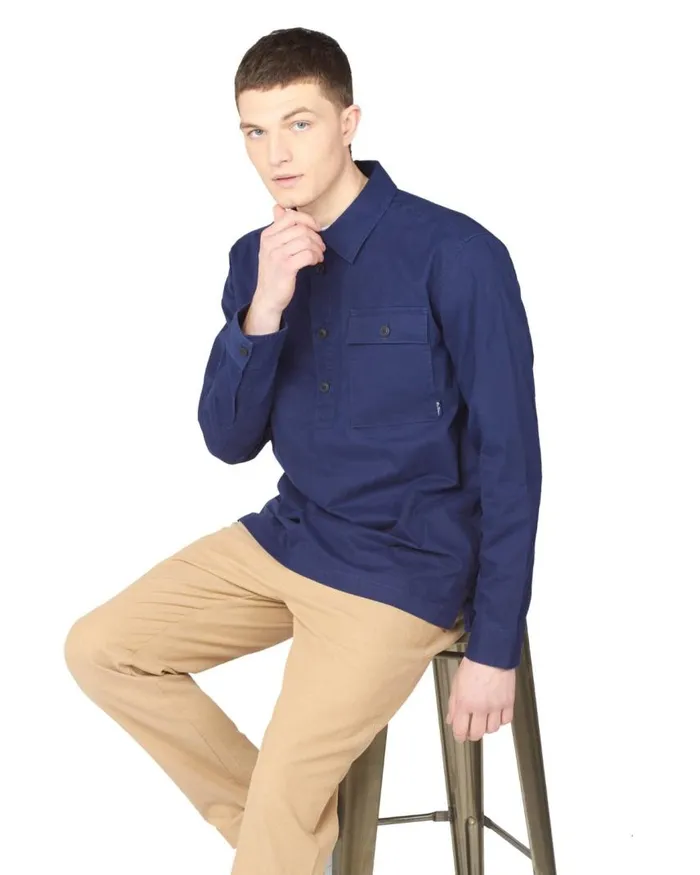 Men Ben Sherman Jackets and Outerwear Pullover QuarterButton Jacket 8211 Marine