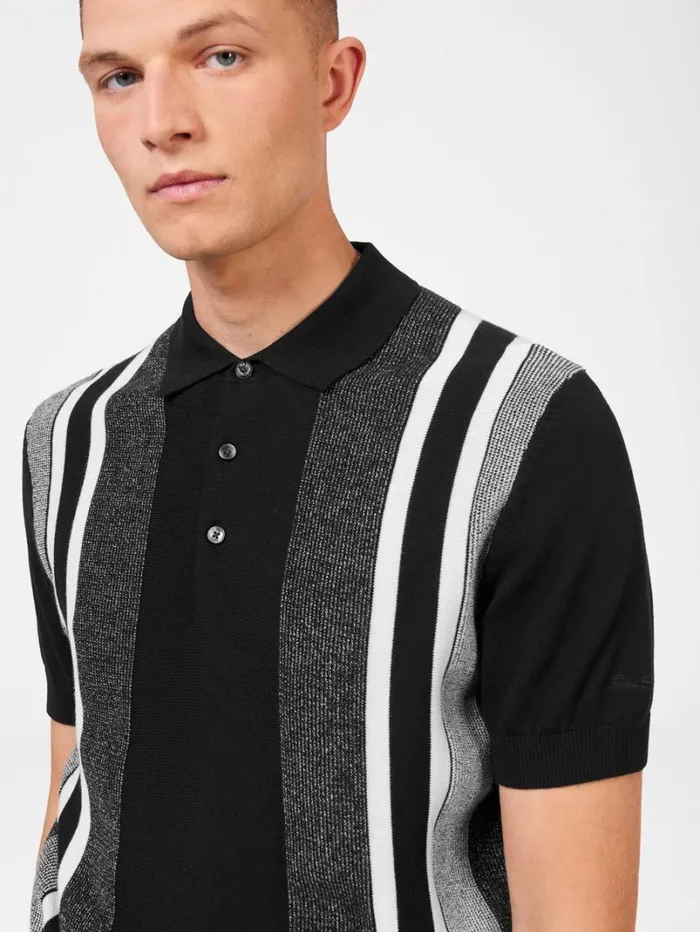 Men Ben Sherman Mod Knit Polos Birdseye Stripe Knit Polo 8211 Black Men Ben Sherman Mod Knit Polos Birdseye Stripe Knit Polo 8211 Black
