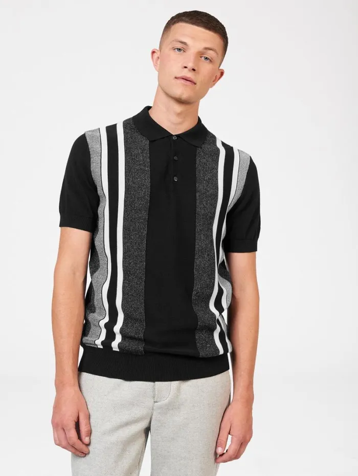 Men Ben Sherman Mod Knit Polos Birdseye Stripe Knit Polo 8211 Black Men Ben Sherman Mod Knit Polos Birdseye Stripe Knit Polo 8211 Black