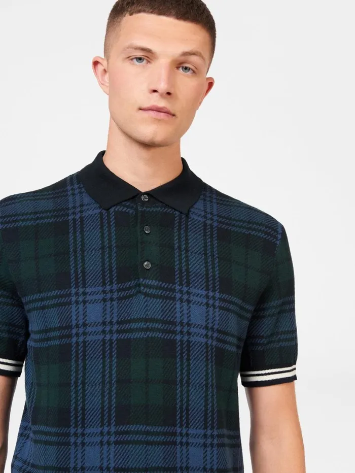Men Ben Sherman Mod Knit Polos Blackwatch Check Knit Polo 8211 Black Men Ben Sherman Mod Knit Polos Blackwatch Check Knit Polo 8211 Black