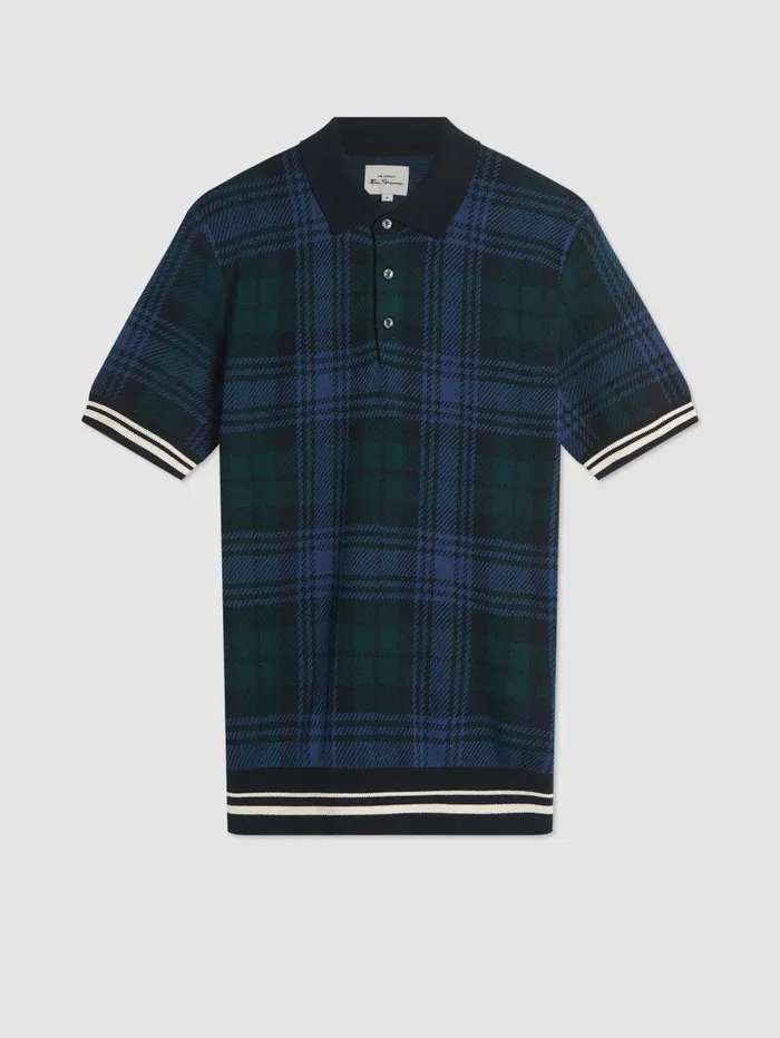 Men Ben Sherman Mod Knit Polos Blackwatch Check Knit Polo 8211 Black Men Ben Sherman Mod Knit Polos Blackwatch Check Knit Polo 8211 Black