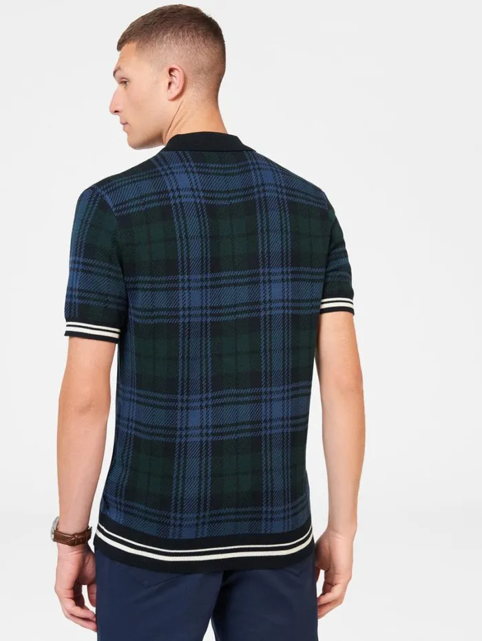 Men Ben Sherman Mod Knit Polos Blackwatch Check Knit Polo 8211 Black Men Ben Sherman Mod Knit Polos Blackwatch Check Knit Polo 8211 Black
