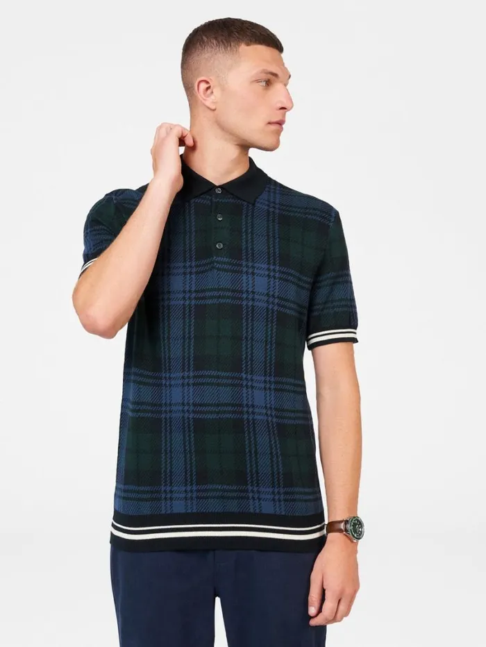 Men Ben Sherman Mod Knit Polos Blackwatch Check Knit Polo 8211 Black Men Ben Sherman Mod Knit Polos Blackwatch Check Knit Polo 8211 Black