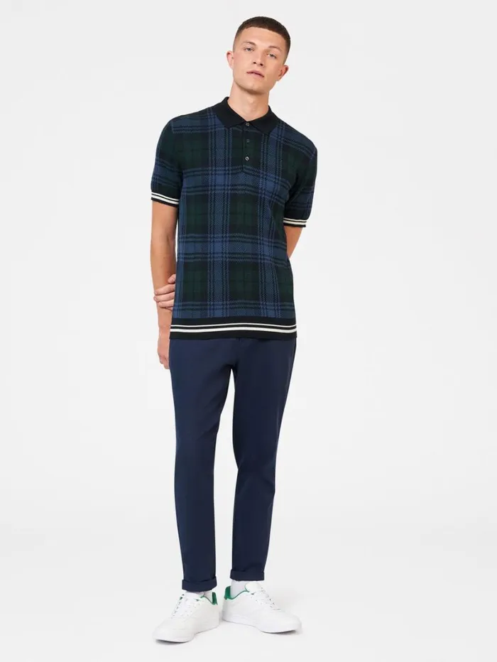 Men Ben Sherman Mod Knit Polos Blackwatch Check Knit Polo 8211 Black Men Ben Sherman Mod Knit Polos Blackwatch Check Knit Polo 8211 Black