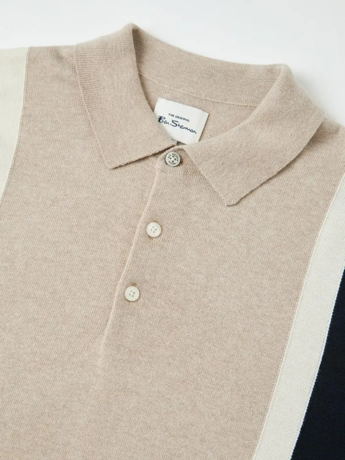 Men Ben Sherman Mod Knit Polos Signature Colorblock Mod Knit Polo 8211 Sand Men Ben Sherman Mod Knit Polos Signature Colorblock Mod Knit Polo 8211 Sand