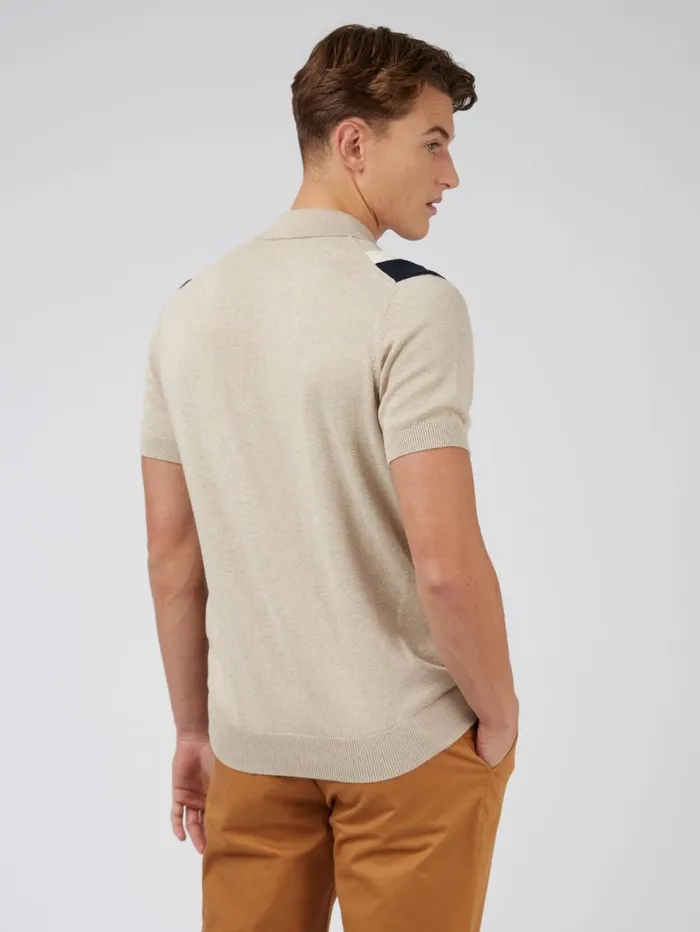 Men Ben Sherman Mod Knit Polos Signature Colorblock Mod Knit Polo 8211 Sand Men Ben Sherman Mod Knit Polos Signature Colorblock Mod Knit Polo 8211 Sand