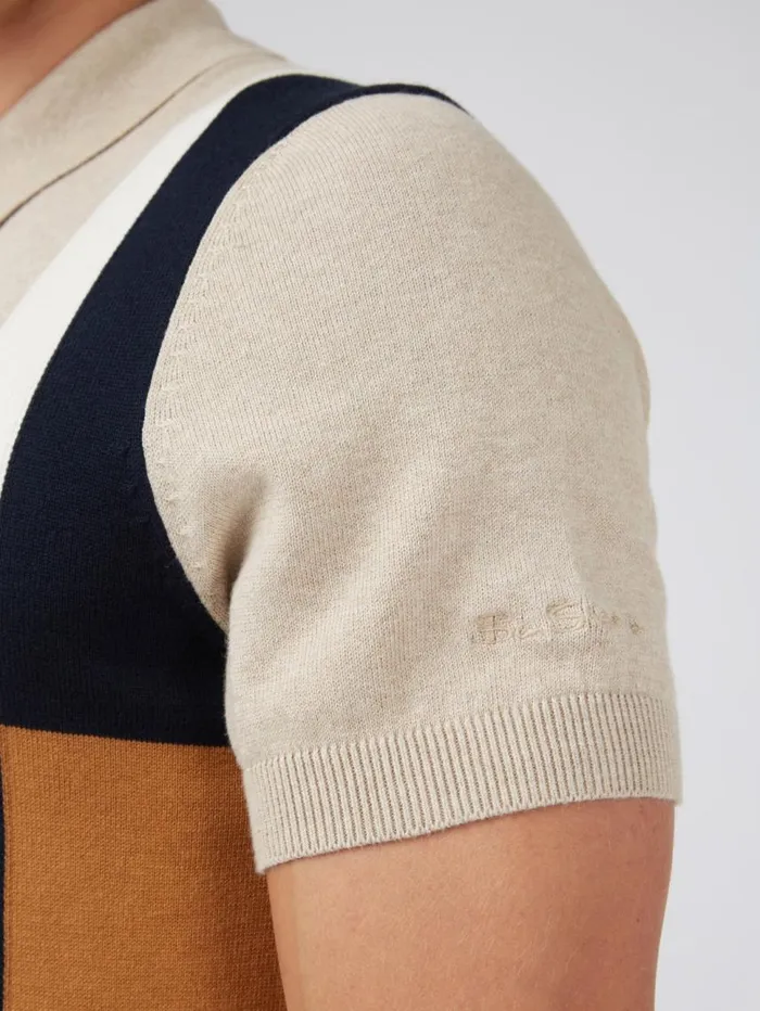 Men Ben Sherman Mod Knit Polos Signature Colorblock Mod Knit Polo 8211 Sand Men Ben Sherman Mod Knit Polos Signature Colorblock Mod Knit Polo 8211 Sand