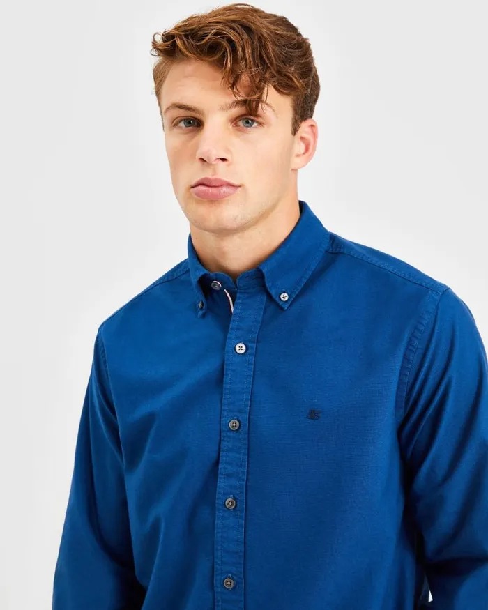 Men Ben Sherman Oxford Shirts Beatnik Oxford Garment Dye Shirt 8211 Cool Indigo