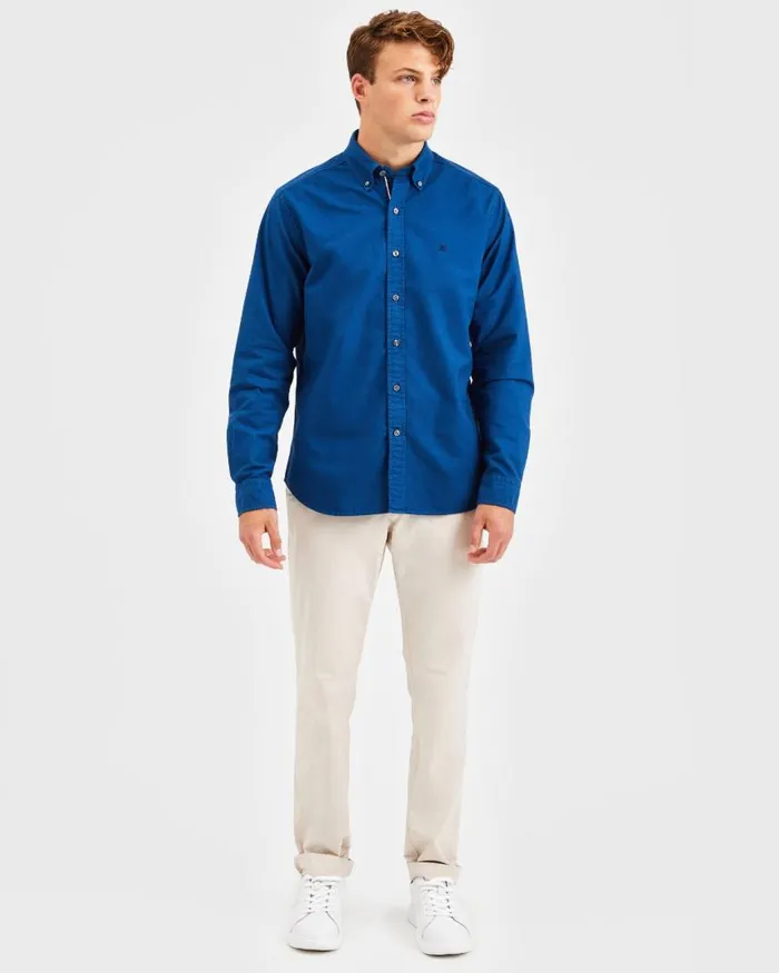 Men Ben Sherman Oxford Shirts Beatnik Oxford Garment Dye Shirt 8211 Cool Indigo