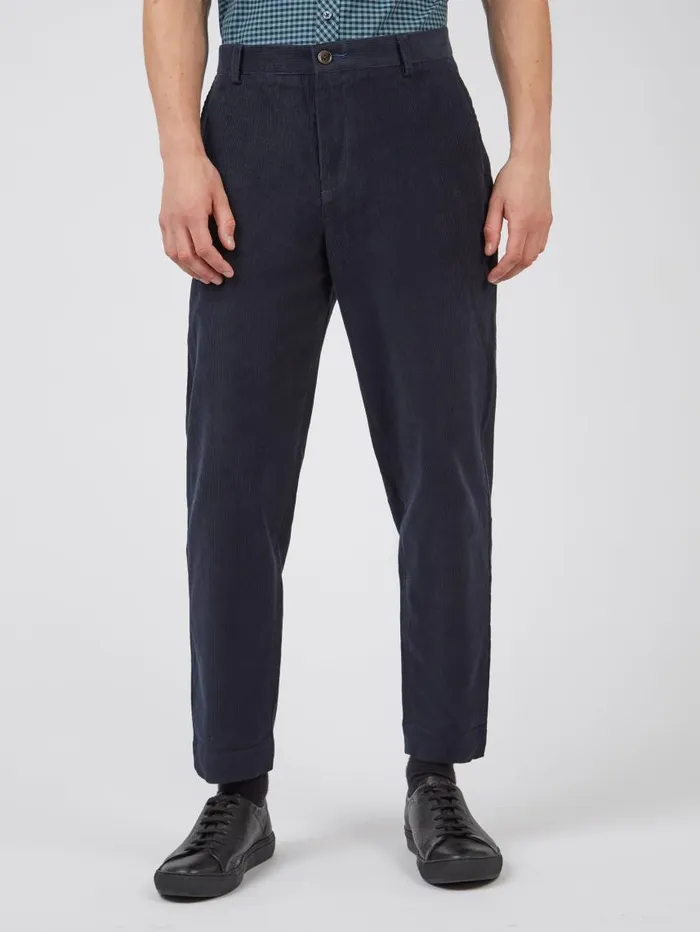 Men Ben Sherman Pants and Chinos Tapered Corduroy Trouser 8211 Midnight