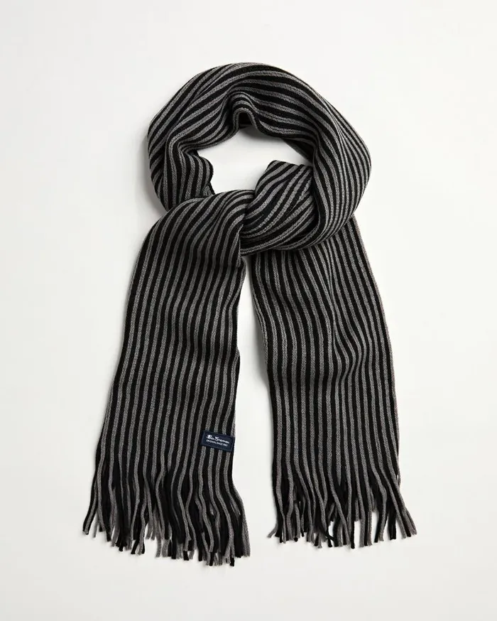 Men Ben Sherman Scarves and Cold Weather Rochelle Knit Scarf 8211 True BlackGranite Grey Men Ben Sherman Scarves and Cold Weather Rochelle Knit Scarf 8211 True BlackGranite Grey