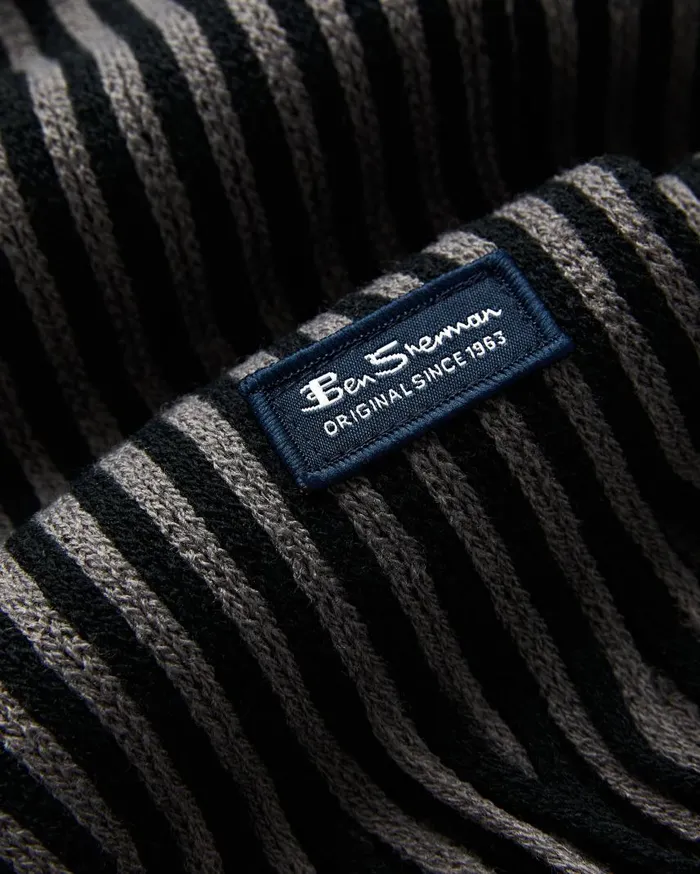 Men Ben Sherman Scarves and Cold Weather Rochelle Knit Scarf 8211 True BlackGranite Grey