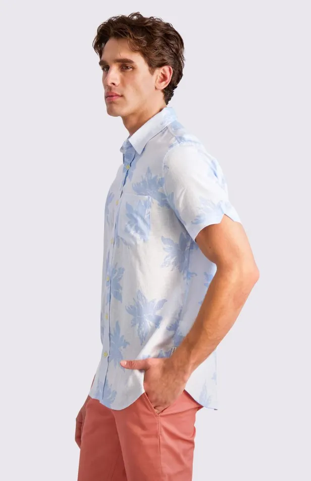 Men Ben Sherman Short Sleeve Shirts Exploded Flower Print Shirt 8211 Light Blue Men Ben Sherman Short Sleeve Shirts Exploded Flower Print Shirt 8211 Light Blue