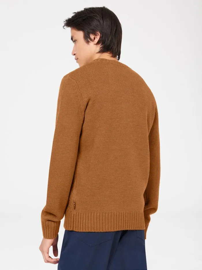 Men Ben Sherman Sweaters and Knits Aran Knit Crewneck Sweater 8211 Ginger