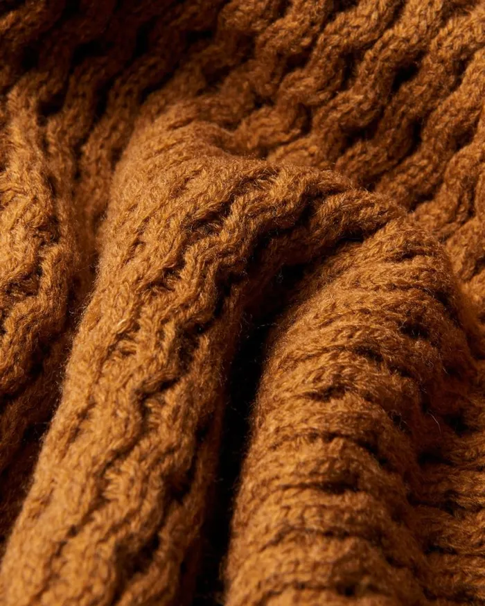 Men Ben Sherman Sweaters and Knits Aran Knit Crewneck Sweater 8211 Ginger