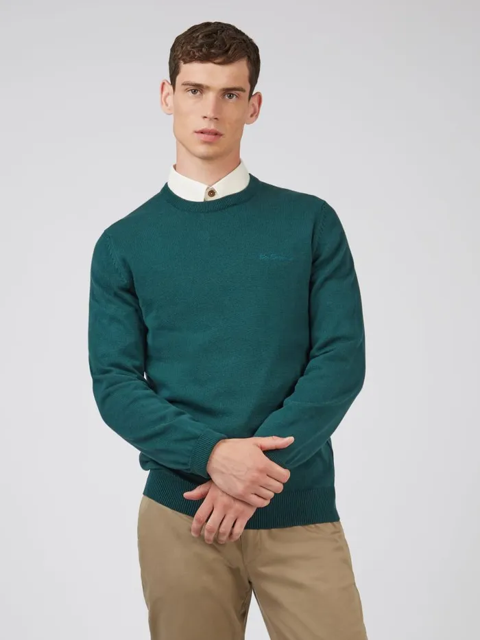 Men Ben Sherman Sweaters and Knits Signature Knit Crewneck Sweater 8211 Ocean Green Men Ben Sherman Sweaters and Knits Signature Knit Crewneck Sweater 8211 Ocean Green