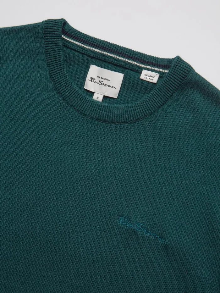 Men Ben Sherman Sweaters and Knits Signature Knit Crewneck Sweater 8211 Ocean Green