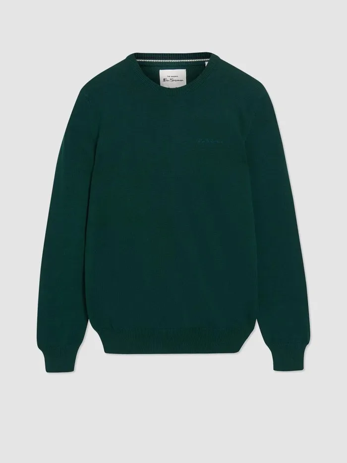 Men Ben Sherman Sweaters and Knits Signature Knit Crewneck Sweater 8211 Ocean Green
