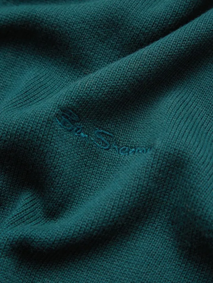 Men Ben Sherman Sweaters and Knits Signature Knit Crewneck Sweater 8211 Ocean Green