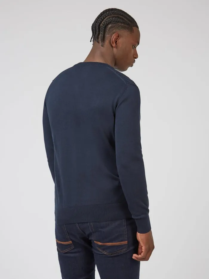 Men Ben Sherman Sweaters and Knits Textured Knit Crewneck Sweater 8211 Navy Men Ben Sherman Sweaters and Knits Textured Knit Crewneck Sweater 8211 Navy