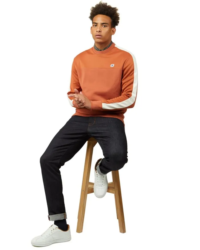 Men Ben Sherman Sweatshirts and Hoodies B By TricotLoopback Mix Sweatshirt 8211 Sienna