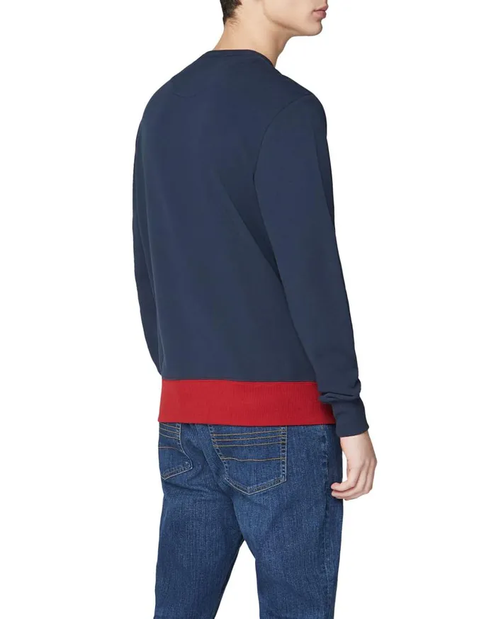 Men Ben Sherman Sweatshirts and Hoodies Color Blocked Logo Sweatshirt 8211 Dark Navy
