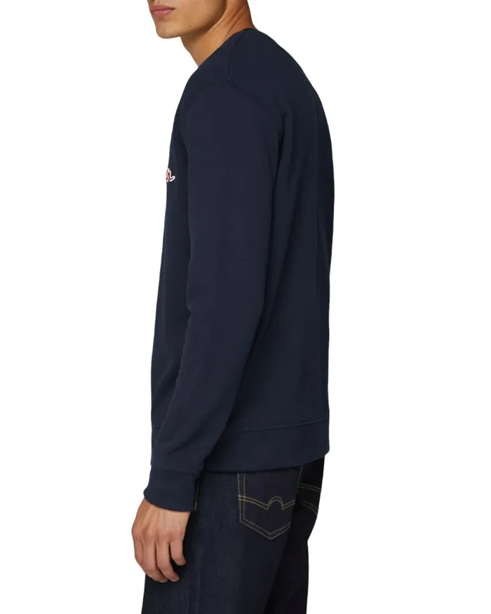 Men Ben Sherman Sweatshirts and Hoodies Crewneck Logo Sweatshirt 8211 Navy