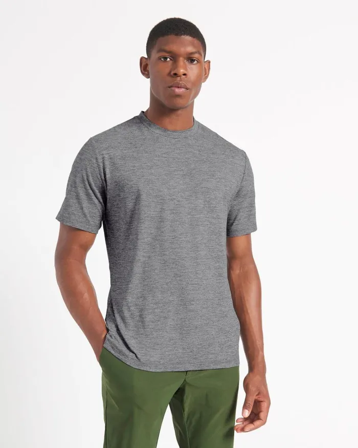 Men Ben Sherman TShirts and Graphic Tees Performance Stretch Marl TShirt 8211 Grey Heather
