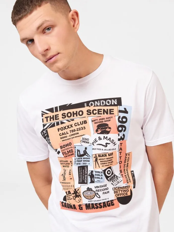 Men Ben Sherman TShirts and Graphic Tees Soho Flyers Organic Graphic Tee