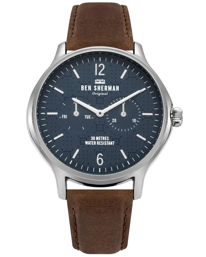 Men Ben Sherman Watches Kensington Professional Watch 8211 BrownNavySilver