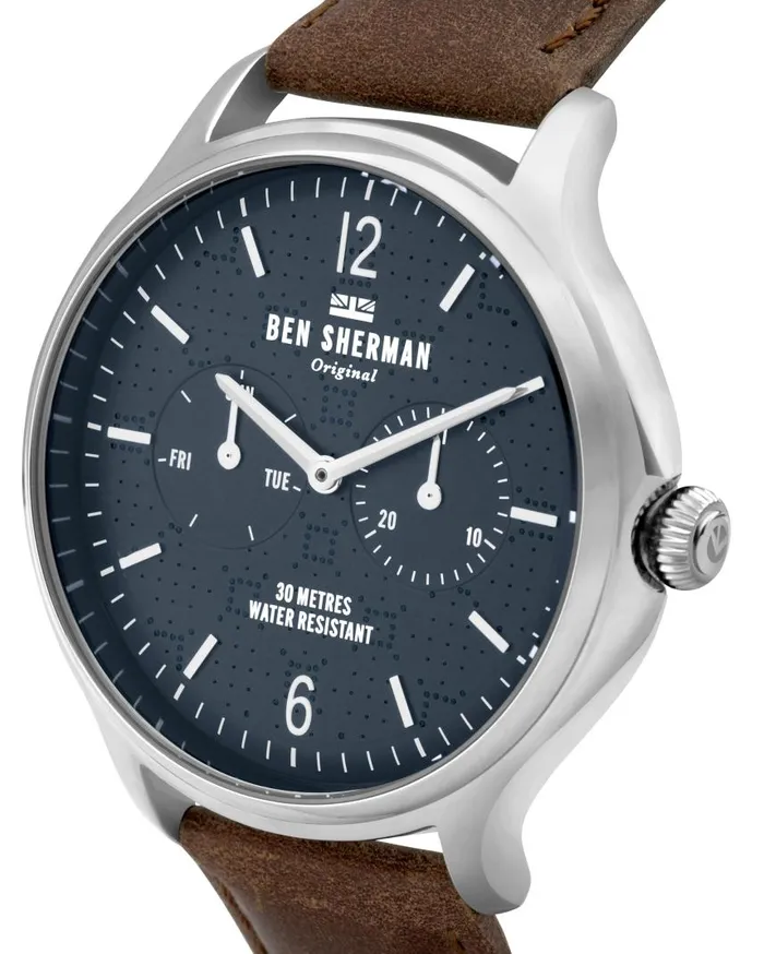 Men Ben Sherman Watches Kensington Professional Watch 8211 BrownNavySilver