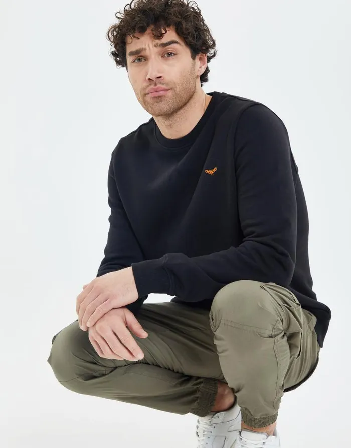 Men Black Crew Neck Sweatshirt Threadbare Jumpers Men Black Crew Neck Sweatshirt Threadbare Jumpers