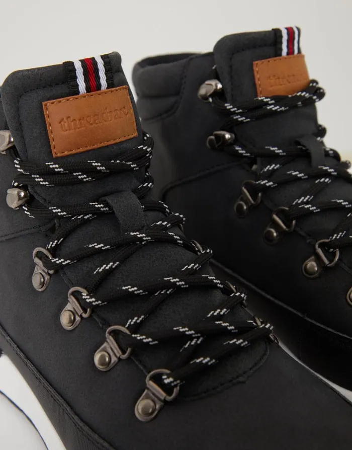 Men Black Essential Hiker Boots Threadbare Boots Men Black Essential Hiker Boots Threadbare Boots