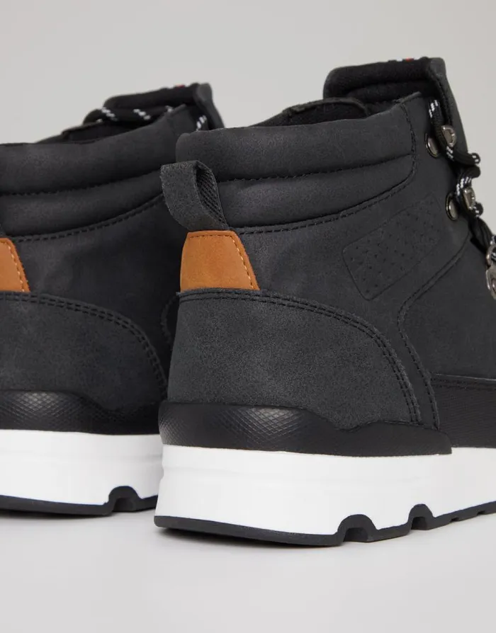 Men Black Essential Hiker Boots Threadbare Boots Men Black Essential Hiker Boots Threadbare Boots