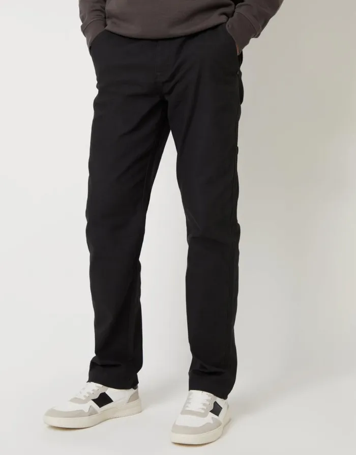 Men Black Straight Leg Chino Cargo Trousers Threadbare Cargo