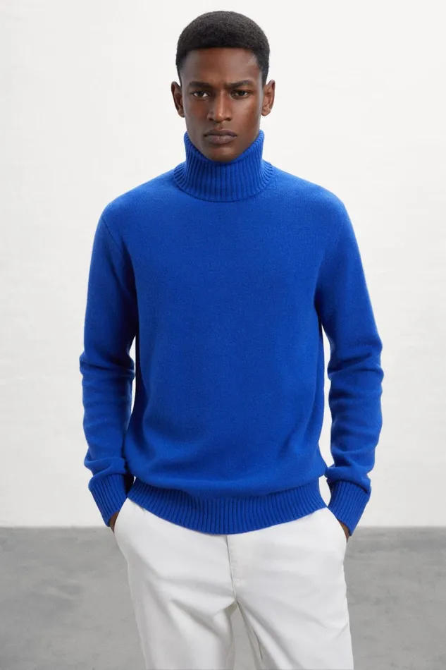 Men Blue Bruna Knitted Jumper Ecoalf Knitwear