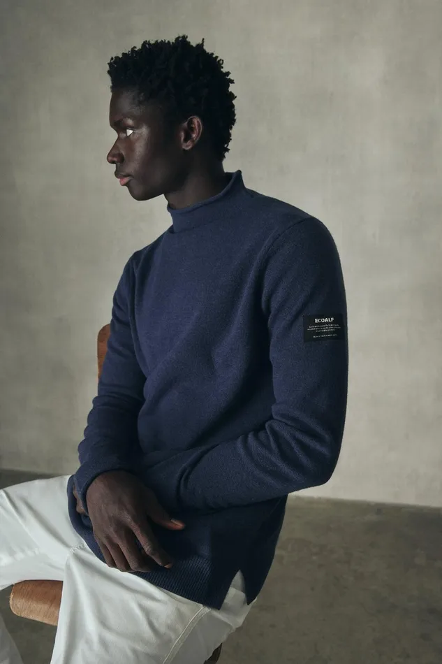 Men Blue Loro Sweater Ecoalf Knitwear