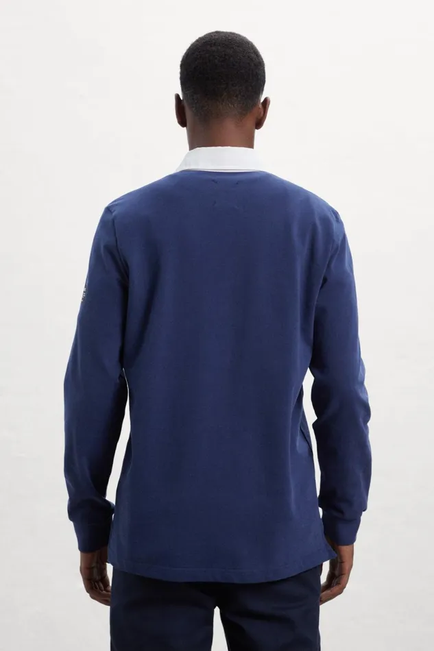Men Blue Peri LongSleeved Polo Shirt Ecoalf Polos