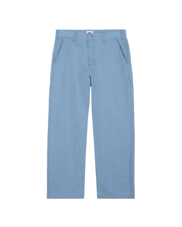 Men BOTTOMS OBEY Clothing BIG TIMER CARPENTER PANT Coronet Blue Faded Wash