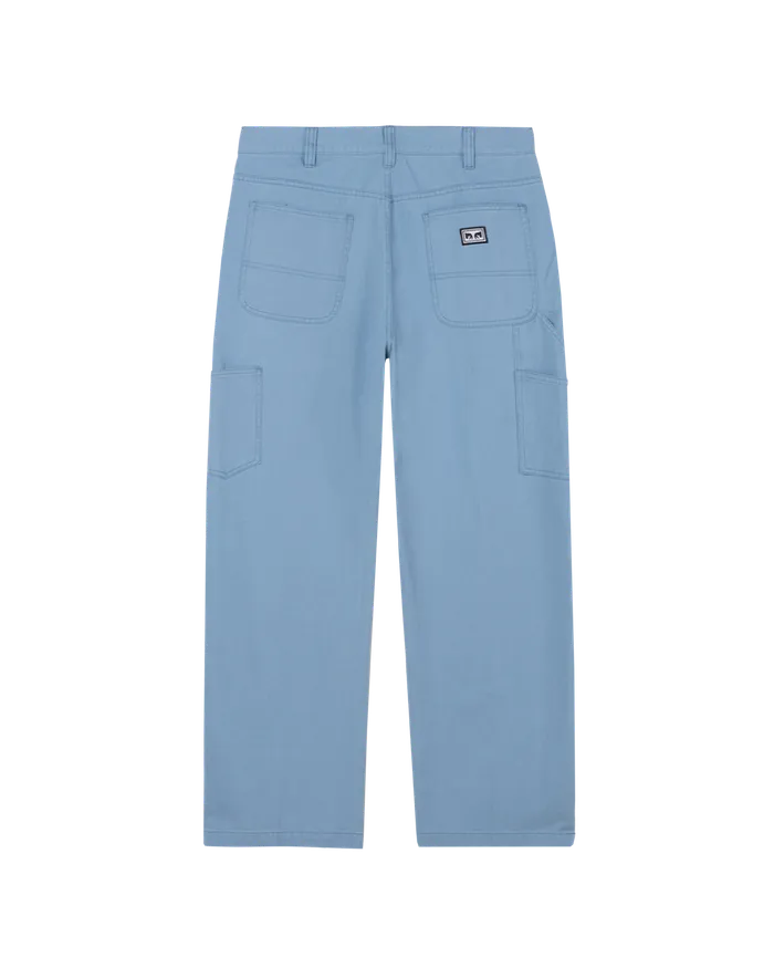 Men BOTTOMS OBEY Clothing BIG TIMER CARPENTER PANT Coronet Blue Faded Wash