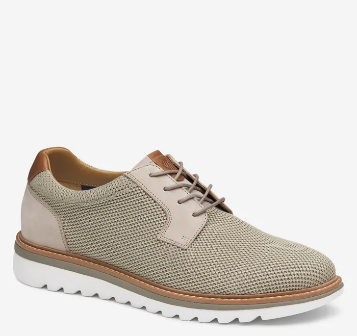 Men Braydon Knit Plain Toe Taupe Knit JohnstonandMurphy LaceUps