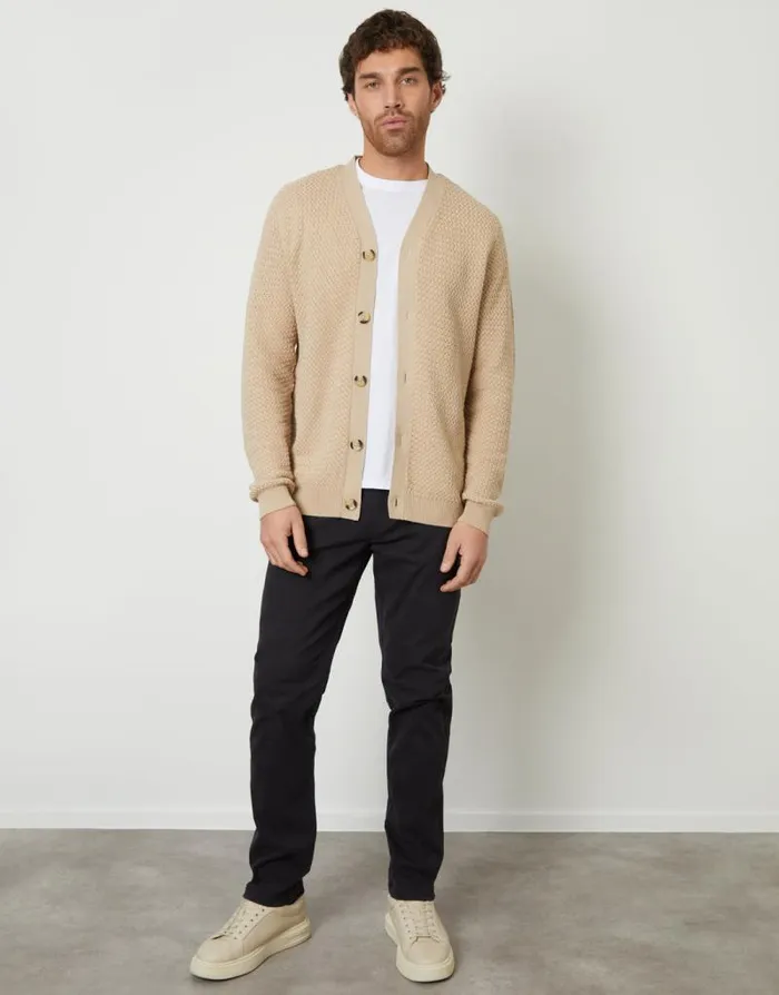 Men Brown Basket Stitch Cardigan Threadbare Cardigans Men Brown Basket Stitch Cardigan Threadbare Cardigans